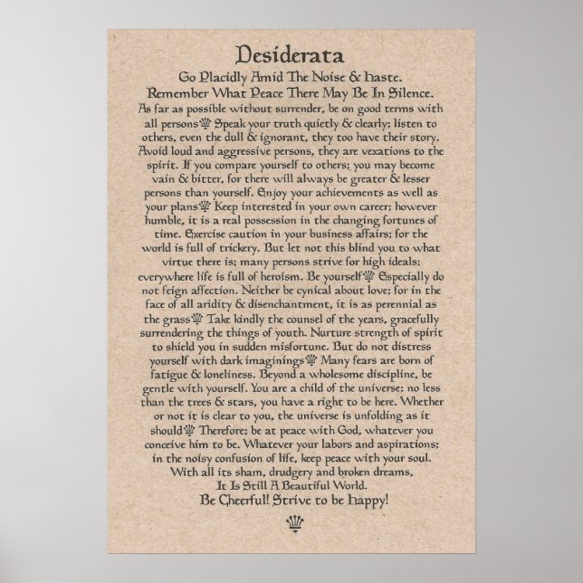 POSTER DESIDERATA por Max Ehrmann=Corvos Medievais (Frente)
