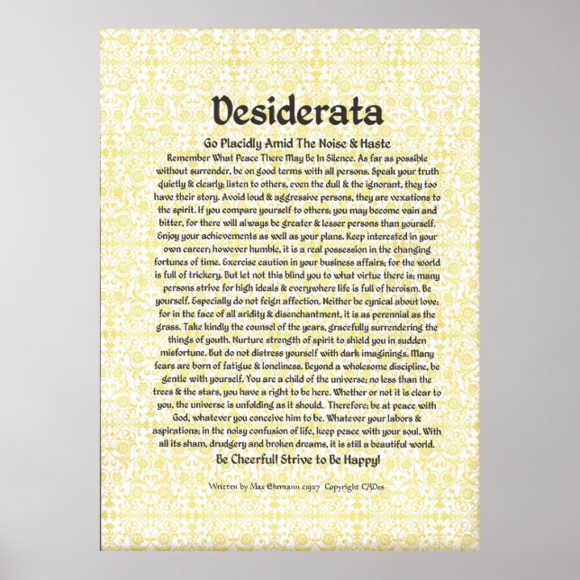 POSTER DESIDERATA por Max Ehrmann MUITOS TAMANHOS (Frente)