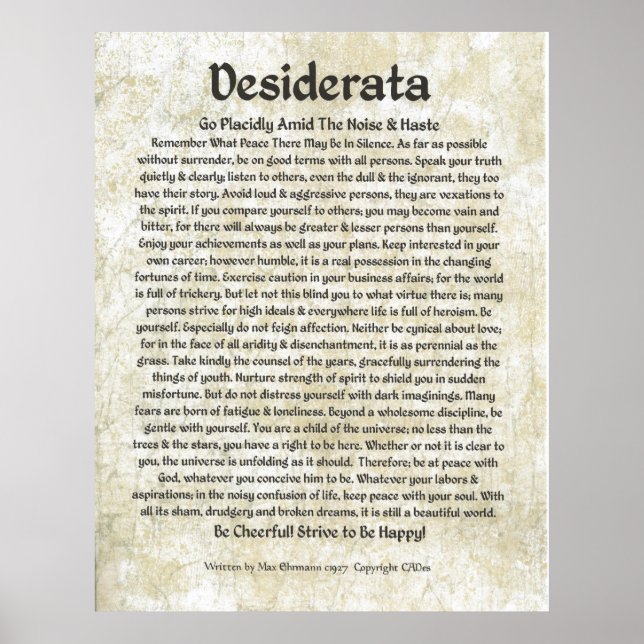 POSTER DESIDERATA por Max Ehrmann MUITOS TAMANHOS (Frente)