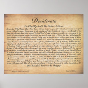 Poster DESIDERATA Poster-Max Ehrmann-Plank da Madeira Emb