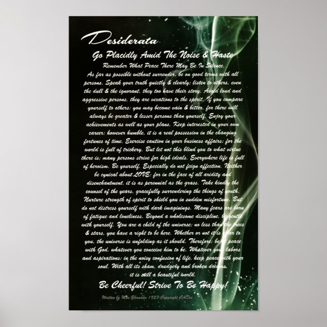 Poster DESIDERATA Poster-Max Ehrmann-Smoking Champagne (Frente)