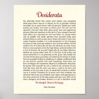 Poster Desiderata Print | Desiderata Art