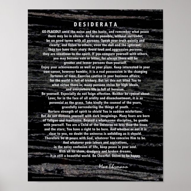 Pôster Desiderata Silver Engravidada no Mármore Negro (Frente)