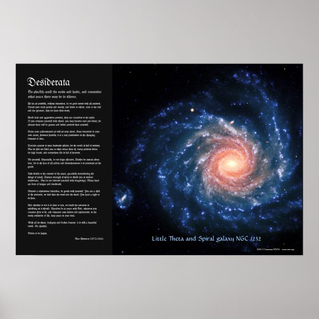Poster Desiderata, Spiral galaxy NGC1232 and Little Theta (Frente)