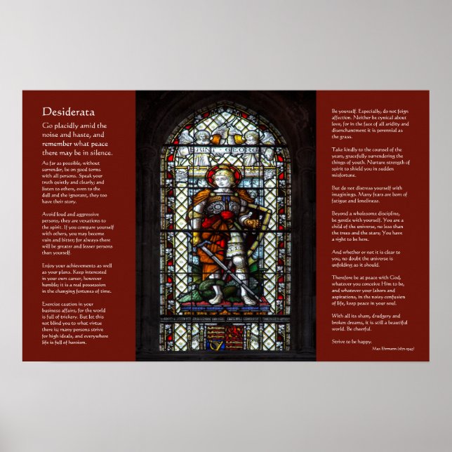Pôster Desiderata, St George, Dragon stained glass window (Frente)