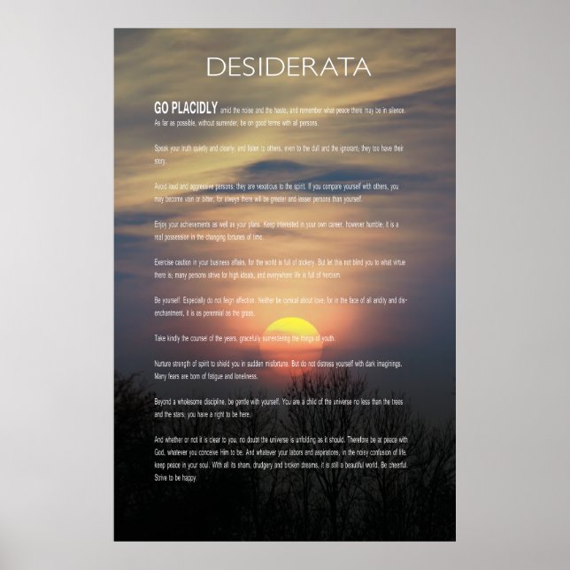 Poster DESIDERATA Sun de inverno (Frente)