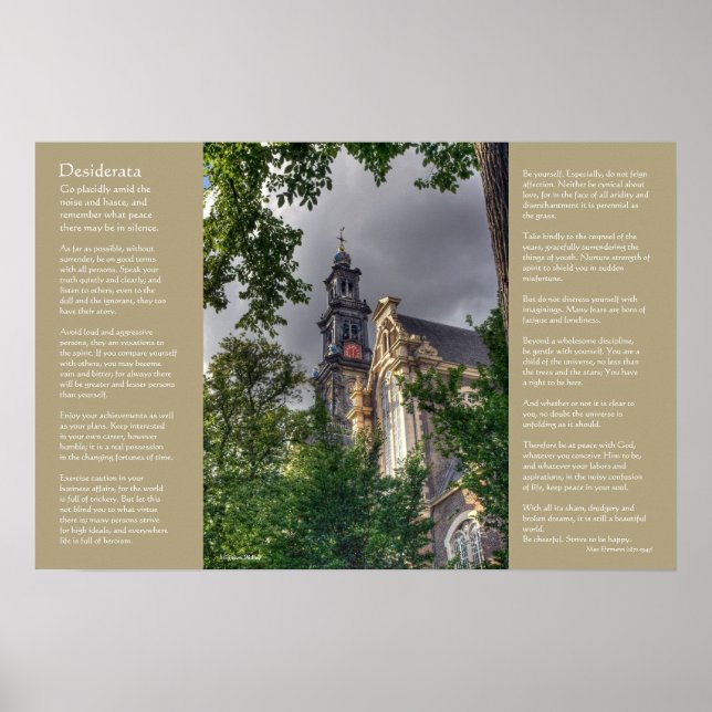 Poster Desiderata - Westerkerk, Prinsengracht, Amsterdã (Frente)