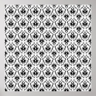 Pôster Design à moda do damasco, preto e branco.