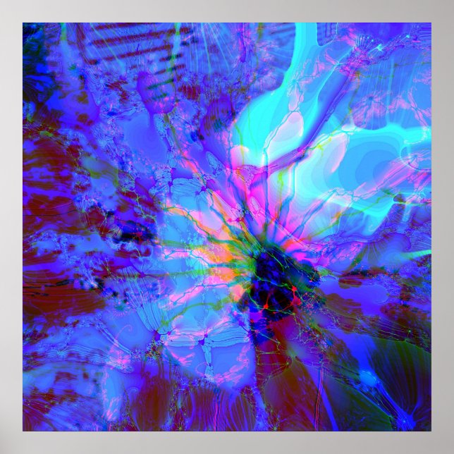 Pôster Design Abstrato Azul e Roxo (Frente)