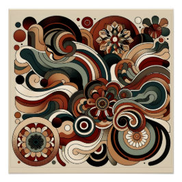 Pôster Design Abstrato com Formas Boho