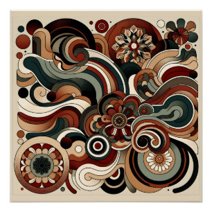 Pôster Design Abstrato com Formas Boho