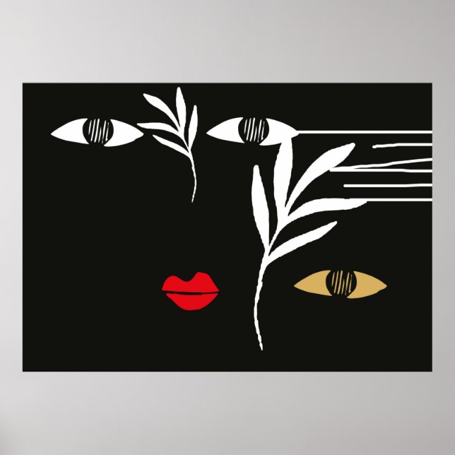Poster Design abstrato com o mínimo de rosto feminino. Um (Frente)