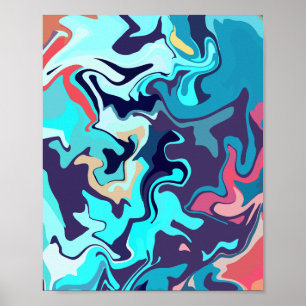 Poster Design abstrato com tons de turquesa calorosos