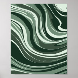 Poster Design abstrato das ondas esmeraldas