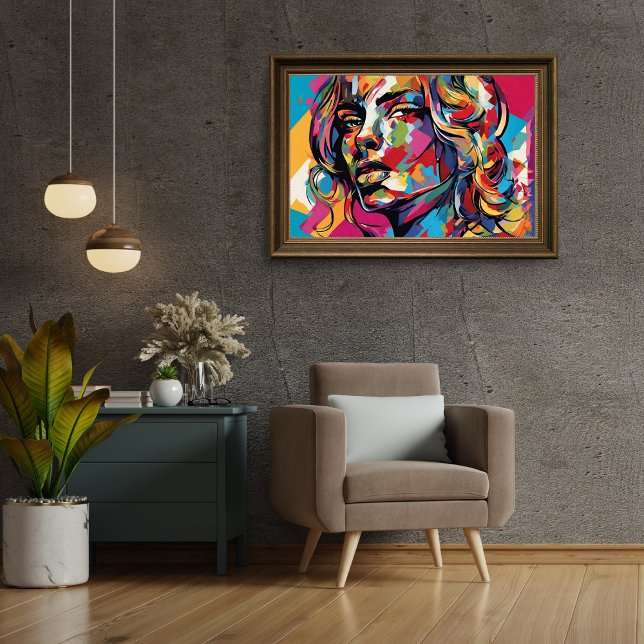 Poster Design Abstrato de Arte Colorida (Colorful Abstract Woman Pop Art Design Poster)