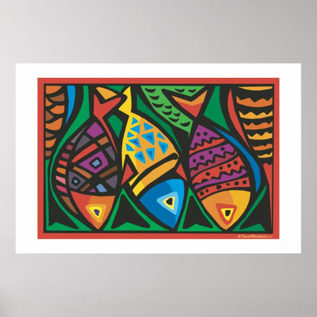 Poster Design Abstrato de Arte de Peixes (Frente)