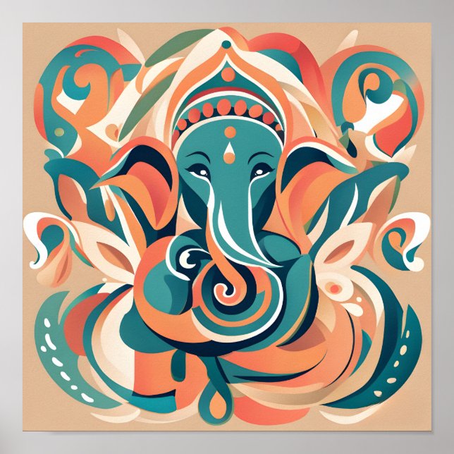 Poster Design Abstrato de Deus Ganesha (Frente)
