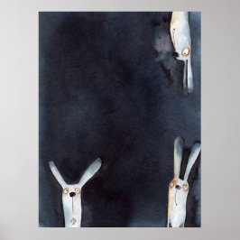 Poster Design abstrato de lebres aquáticas engraçadas