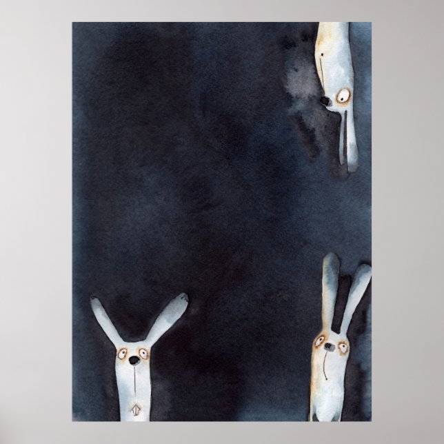 Poster Design abstrato de lebres aquáticas engraçadas (Frente)