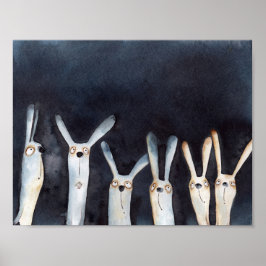 Poster Design abstrato de lebres aquáticas engraçadas