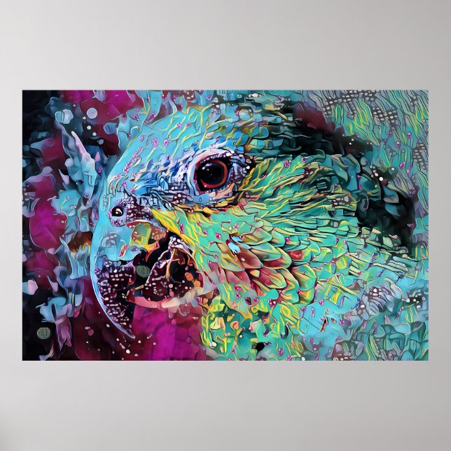 Poster Design Abstrato de Papagaio Tropical (Frente)