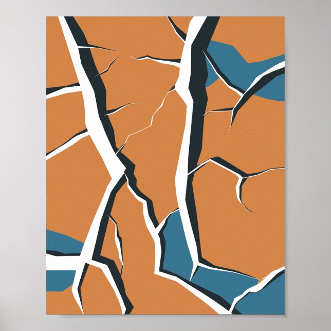Poster Design Abstrato de Superfície Rachada (Frente)