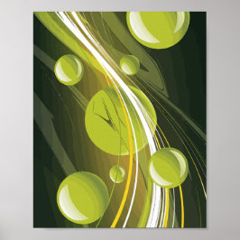 Poster Design abstrato dinâmico da esfera verde e da onda