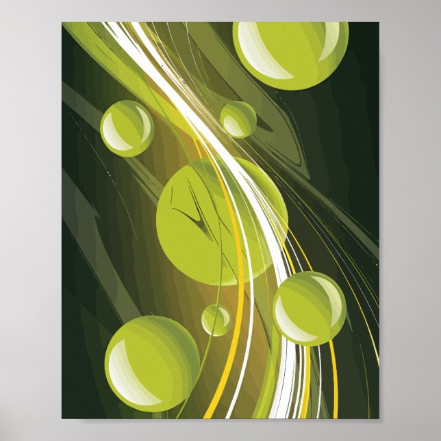 Poster Design abstrato dinâmico da esfera verde e da onda (Frente)