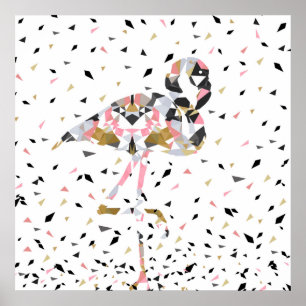 Poster Design abstrato do Flamingo, geométrico e bonito