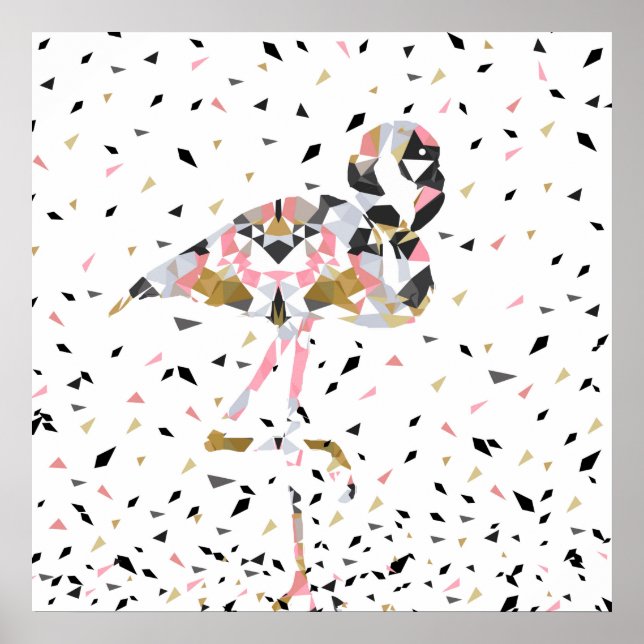 Poster Design abstrato do Flamingo, geométrico e bonito (Frente)