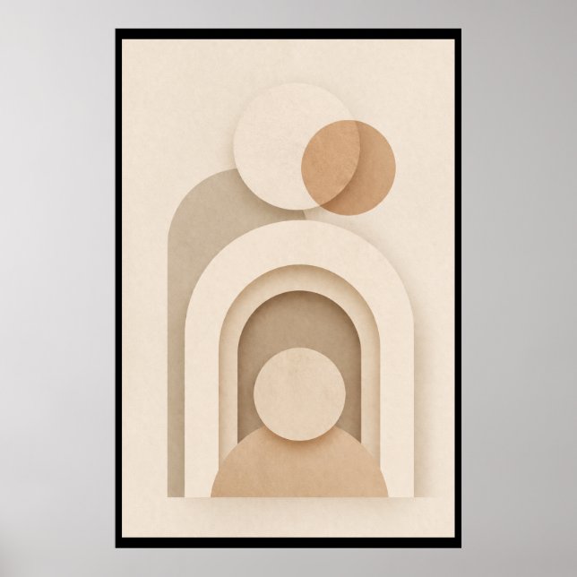 Poster Design Abstrato Escandinavo Bege Neutro (Frente)