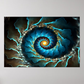 Poster design abstrato espiral azul fractal