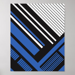 Poster Design abstrato geométrico de cor azul e preta