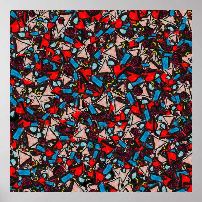 Poster Design Abstrato Harmonioso De Caos Vibrante (Frente)