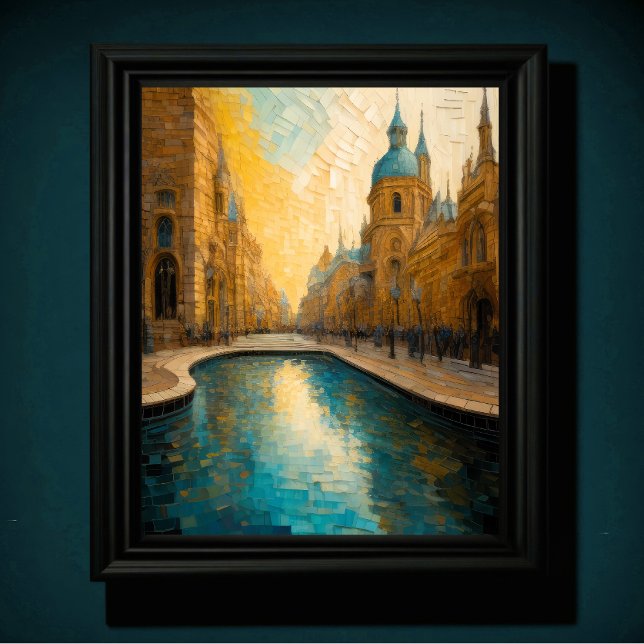 Poster Design abstrato moderno azul europeu Dourado (Criador carregado)