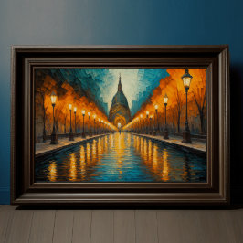 Poster Design Abstrato Moderno Laranja Azul Dourado Europ