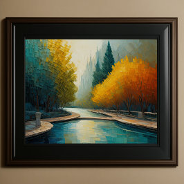 Poster Design Abstrato Moderno Laranja Azul Dourado Europ