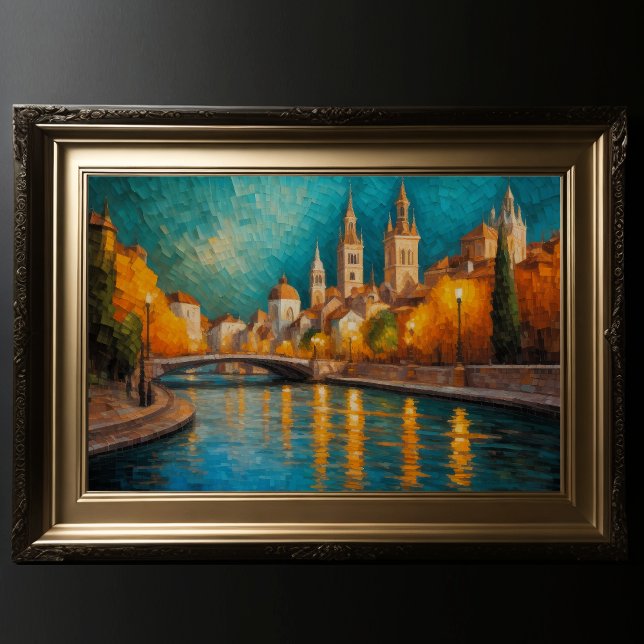 Poster Design Abstrato Moderno Laranja Azul Dourado Europ (Criador carregado)