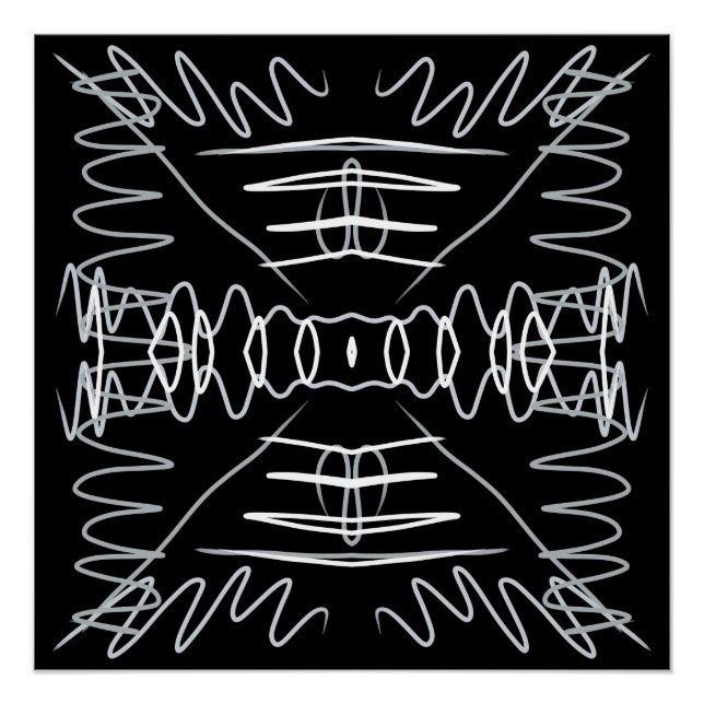 Pôster Design abstrato preto e branco (Frente)