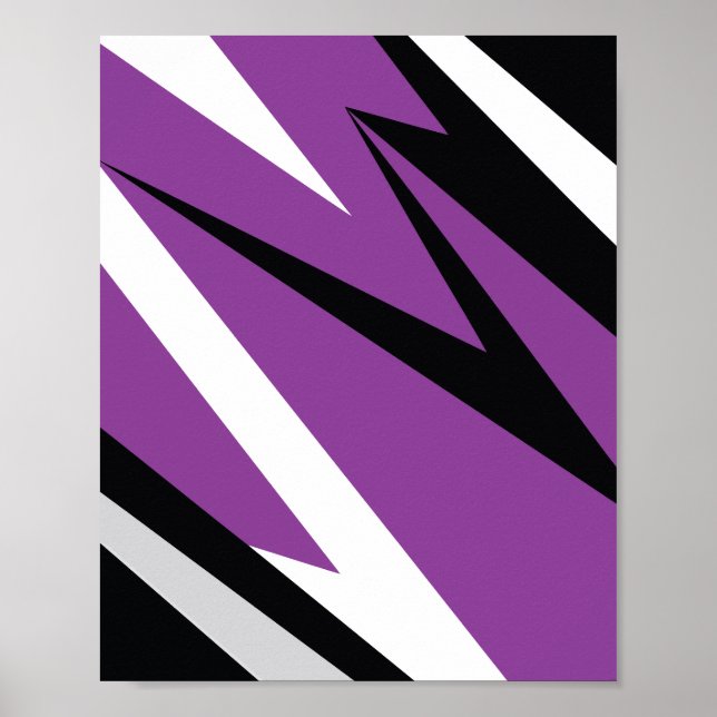Poster Design abstrato roxo e preto Zigzag (Frente)