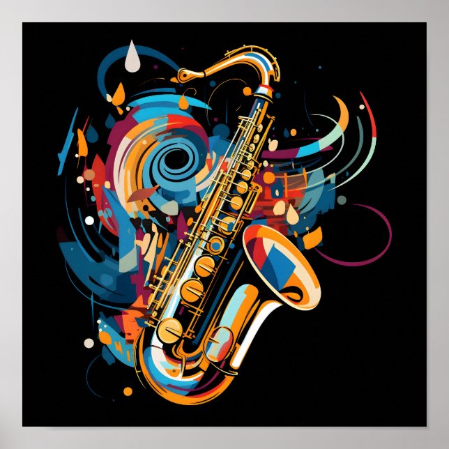 Poster Design abstrato Saxofone (Frente)