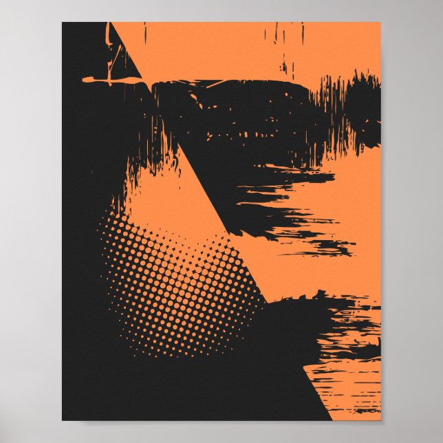 Poster Design Abstrato Texturizado em Preto e Laranja (Frente)