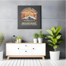 design "Adventure Await-Explore as montanhas"