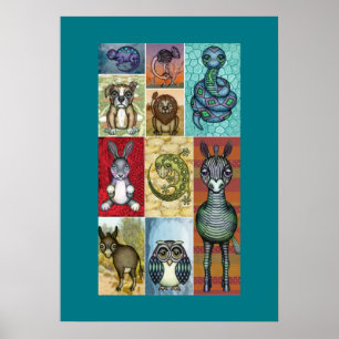 Poster Design animal da arte popular da colagem
