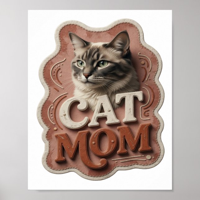 Poster Design Artístico Laranja CAT MOM (Frente)