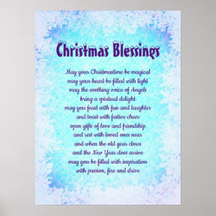 Poster Design azul da geada das bênçãos do Natal