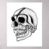 Design branco e preto do crânio do vampiro