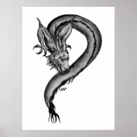 Design branco e preto do dragão