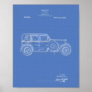 Pôster Design Car Body 1921 Patent Art - Blueprint
