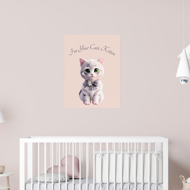 Poster Design com gatinha de cinza fofa (Berçário 2)